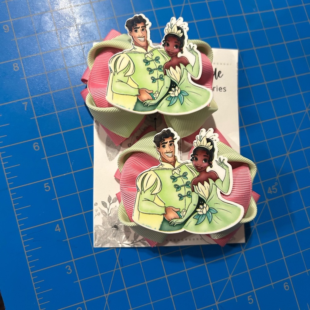 Princess and Prince Hair Bows - Pink and Green